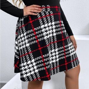 SHEIN Curve Plaid Print Flare Skirt Size 2X